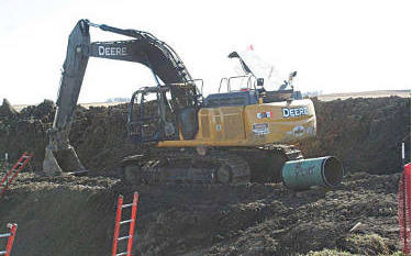 Burned out excavator